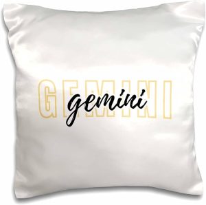 3dRose Zodiac Sign - Gemini Text 16x16 inch Pillow Case - Gemini Blanket for men