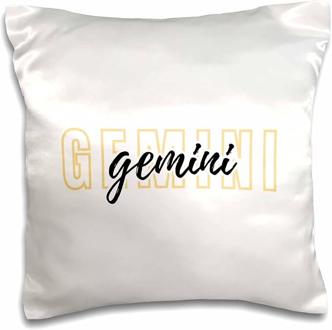 3dRose Zodiac Sign - Gemini Text 16x16 inch Pillow Case - Gemini Blanket for men