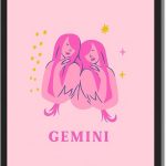 Framed Gemini Zodiac Sign Poster Canvas Print Art, Modern Wall Art Painting Pictures, Trendy Art Print for Dorm Room Home Decor, Wall Decoration, Apartment (Black Framed,24L X36W) - Gemini Canvas for men
