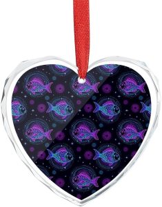 Christmas Hanging Ornaments Constellation Zodiac Sign Pisces Fish Glass Xmas Tree Decorations for Wedding Holiday Anniversary Festive Home Decor - Pisces Home Decor for men