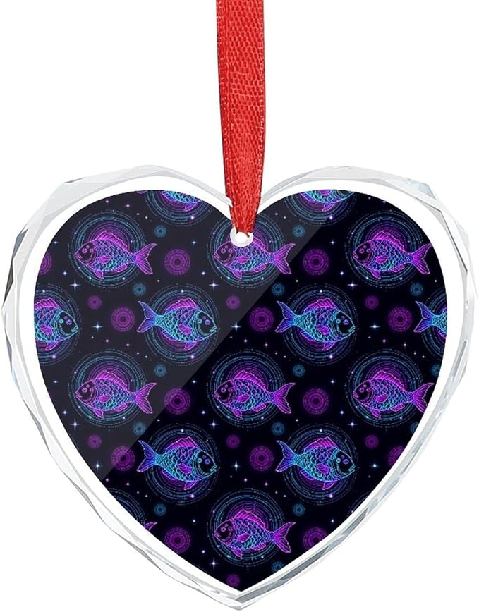 Christmas Hanging Ornaments Constellation Zodiac Sign Pisces Fish Glass Xmas Tree Decorations for Wedding Holiday Anniversary Festive Home Decor - Pisces Home Decor for men